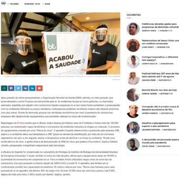 Empresa brasileira cria esterilizador capaz de eliminar o coronavírus do ar – Portal Viu