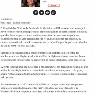 Novo teste indica vírus suspenso no ar e reforça risco de má ventilação – BemParaná