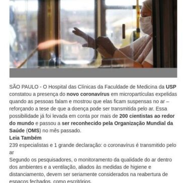 Novo teste indica vírus suspenso no ar e reforça risco de má ventilação – Central de Notícias
