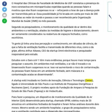 Novo teste indica vírus suspenso no ar e reforça risco de má ventilação – Cgn