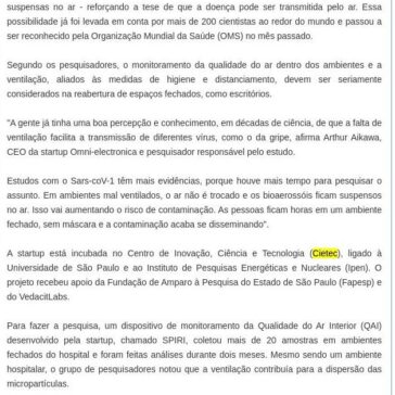 Novo teste indica vírus suspenso no ar e reforça risco de má ventilação – Correio do Papagaio