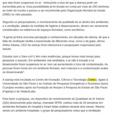 Novo teste indica vírus suspenso no ar e reforça risco de má ventilação – Diário de Notícias (On-line)