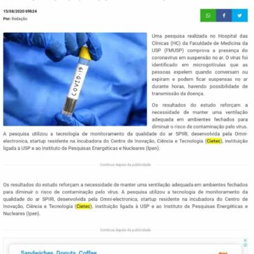 Presença comprovada do coronavírus no ar reforça necessidade da boa ventilação de ambientes – Eu Vi em Linhares