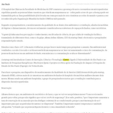 Novo teste indica vírus suspenso no ar e reforça risco de má ventilação – Folha de Valinhos