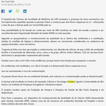 Novo teste indica vírus suspenso no ar e reforça risco de má ventilação – Guarulhos Web