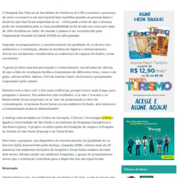 Novo teste indica vírus suspenso no ar e reforça risco de má ventilação – Meon