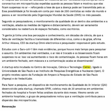 Novo teste indica vírus suspenso no ar e reforça risco de má ventilação – Mercado News