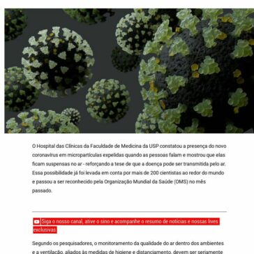 Novo teste indica vírus suspenso no ar e reforça risco de má ventilação – O Liberal