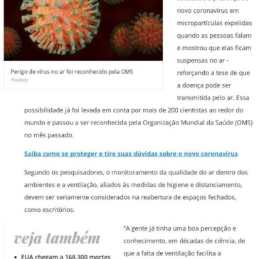 Novo teste indica vírus no ar e reforça risco de má ventilação – R7