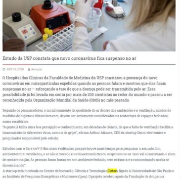 Estudo da USP constata que novo coronavírus fica suspenso no ar – Repórter Hoje