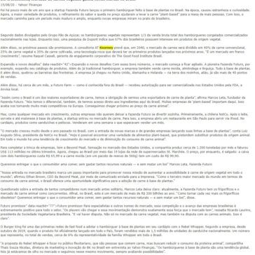 Em crescimento, mercado de carnes vegetais ganha novas marcas no Brasil – Yahoo! Finanças