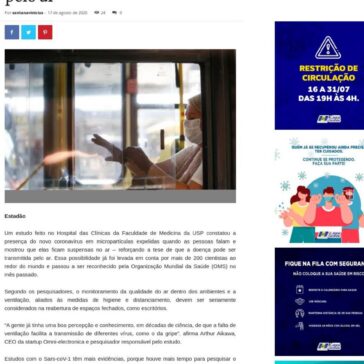 Estudo reforça risco de transmissão da Covid-19 pelo ar – Blog do Vinicius de Santana