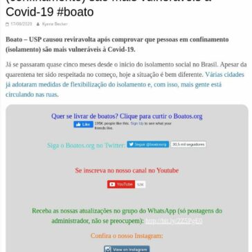 USP comprovou que pessoas em isolamento (confinamento) são mais vulneráveis à Covid-19 #boato – Boatos.org