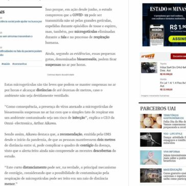 Pesquisa evidencia suspensão do novo coronavírus no ar – Estado de Minas (Online)