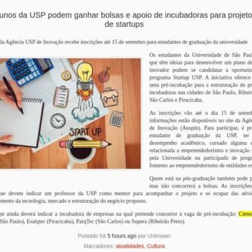 Alunos da USP podem ganhar bolsas e apoio de incubadoras para projetos de startups – São Paulo Destaque