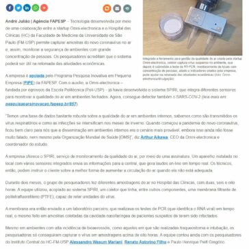 Sistema monitora presença do novo coronavírus no ar – Agência FAPESP