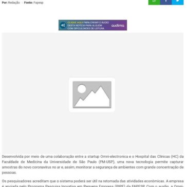Sistema monitora presença do novo coronavírus no ar – Coluna Supinando