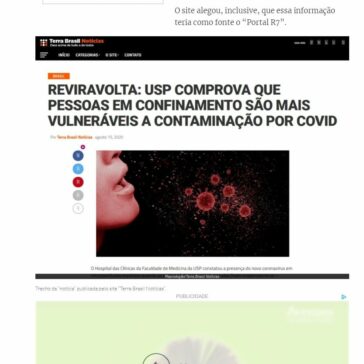 USP comprovou que pessoas em confinamento são mais vulneráveis à COVID-19? – E-farsas
