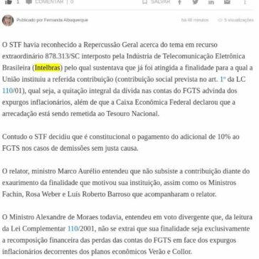 Adicional de 10% ao FGTS nas demissões sem justa causa é julgado constitucional pelo STF – Jus Clip