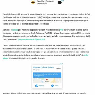 Sistema monitora presença do novo coronavírus no ar – Revista Amazonia