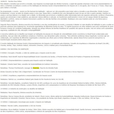 Dia Nacional da Habitação: evento on-line debate habitação de interesse social e empreendedorismo de impacto – Revista Área Online