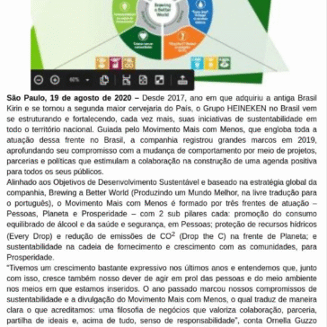 Movimento de sustentabilidade do Grupo HEINEKEN avança com metas e novos projetos – Cabresto