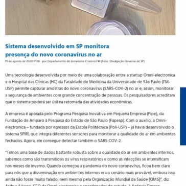 Sistema desenvolvido em SP monitora presença do novo coronavírus no ar – Cruzeiro FM