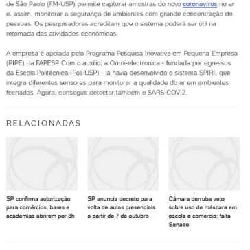Sistema monitora presença do novo coronavírus no ar – UOL