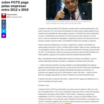 STF declara constitucionalidade da multa de 10% sobre FGTS paga pelas empresas entre 2012 e 2019 – Yahoo! Vida e Estilo