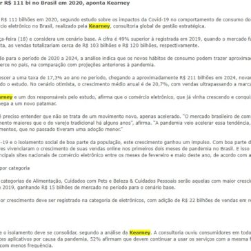 E-commerce deve faturar R$ 111 bi no Brasil em 2020, aponta Kearney – Ecommerce Brasil