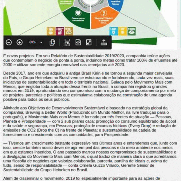 Movimento de sustentabilidade do Grupo Heineken avança com metas – Portal Fator Brasil