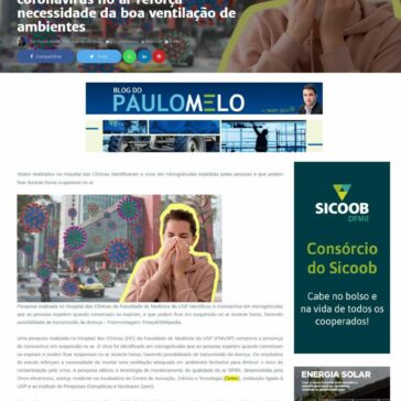 Presença comprovada do coronavírus no ar reforça necessidade da boa ventilação de ambientes – Blog do PAULO MELO