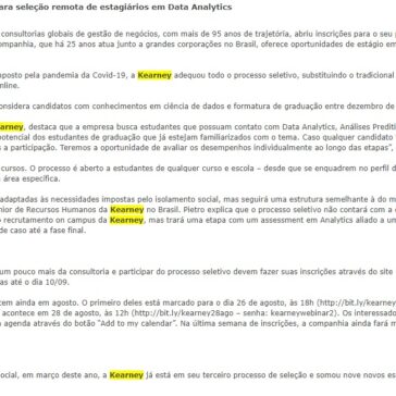 Kearney abre processo para seleção remota de estagiários em Data Analytics – Valor Agregado
