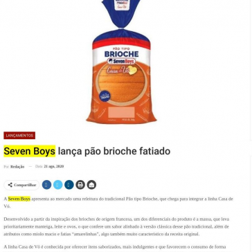 Seven Boys lança pão brioche fatiado – Distribuição