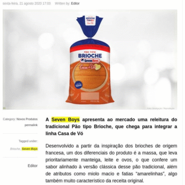 Seven Boys lança pão brioche fatiado – Food Innovation
