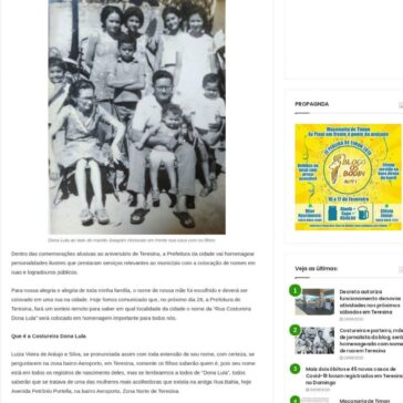 Costureira e parteira, mãe de jornalista do blog, será homenageada com nome de rua em Teresina – Veja Timon