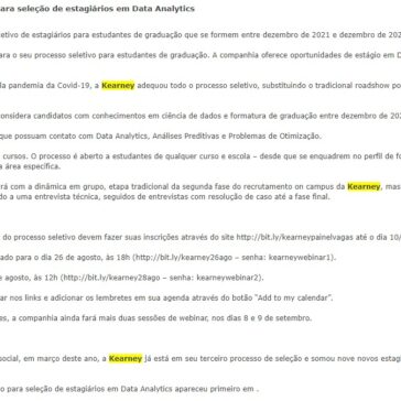 Kearney abre processo para seleção de estagiários em Data Analytics – Geek Chic