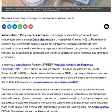 Sistema monitora presença do novo coronavírus no ar – FAPESP PESQUISA