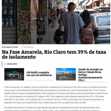 Na Fase Amarela, Rio Claro tem 39% de taxa de isolamento – Diário do Rio Claro