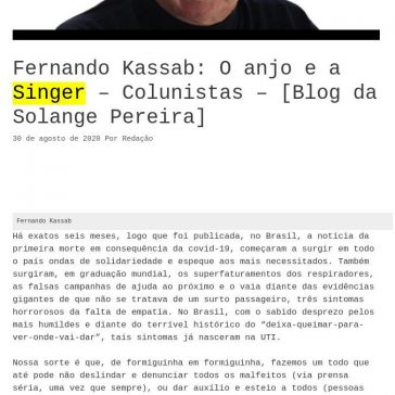Fernando Kassab: O anjo e a Singer – Colunistas – [Blog da Solange Pereira] – Moldes Costura