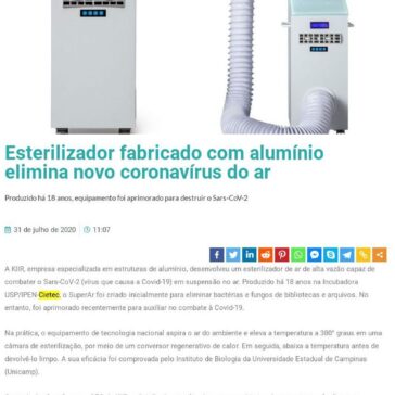 sterilizador fabricado com alumínio elimina novo coronavírus do ar – Revista Alumínio