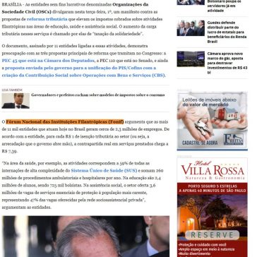 Filantrópicas lançam manifesto contra aumento de impostos na reforma tributária – Head Topics