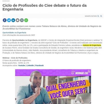 Ciclo de Profissões do Ciee debate o futuro da Engenharia – SEESP