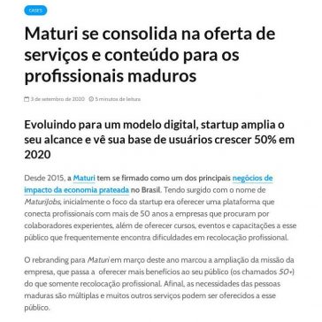 Maturi se consolida na oferta de serviços e conteúdo para os profissionais maduros – Kaleydos
