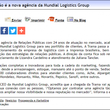 Trama Comunicação é a nova agência da Mundial Logistics Group – Difundir