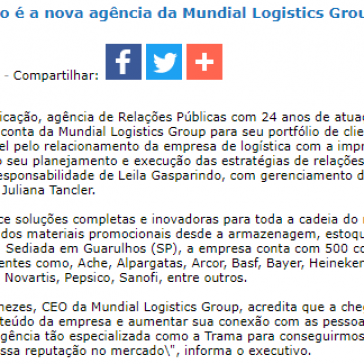 Trama Comunicação é a nova agência da Mundial Logistics Group – JorNow