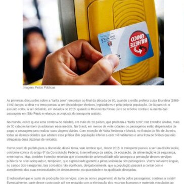 Artigo – A polêmica “Tarifa Zero” – SEESP