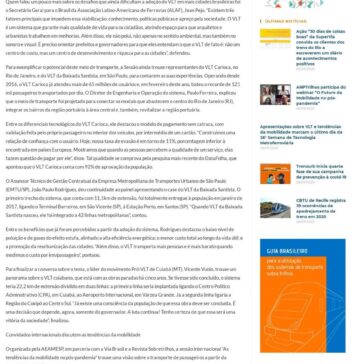 Apresentações sobre VLT e tendências da mobilidade marcam o último dia da 26° Semana de Tecnologia Metroferroviária – ANPTrilhos