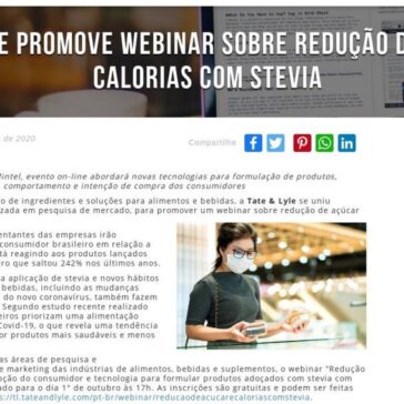 Tate & Lyle promove webinar sobre redução de açúcar e calorias com stevia – Grupo Mais Food