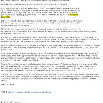 Abertura de mercados para produtos agropecuário – Agron